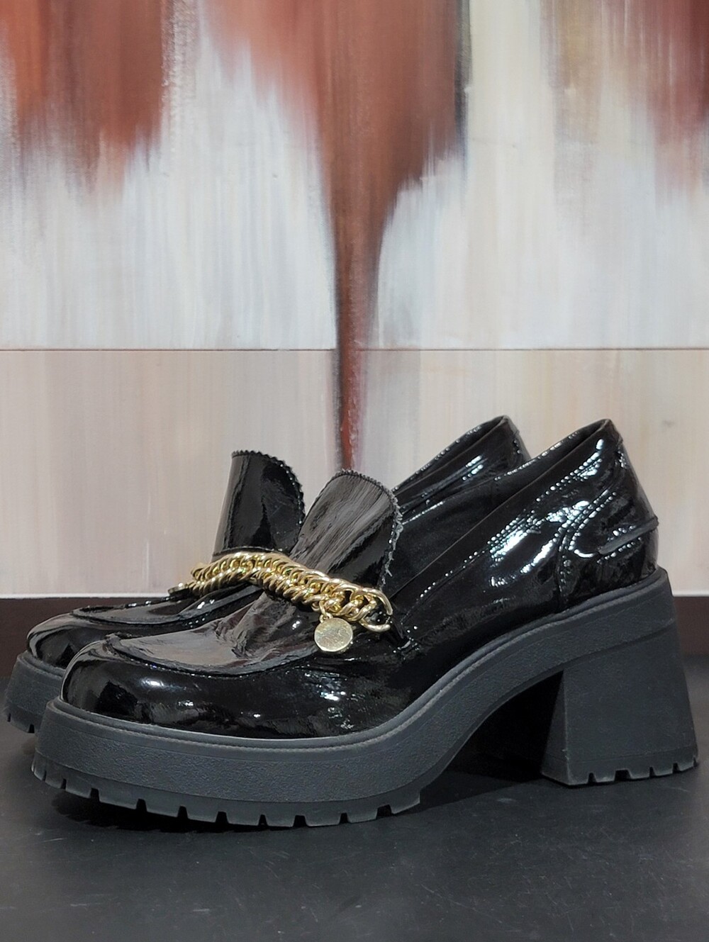 ASOS Design Women’s Chunky Chain Detail Platform Loafers Black US:8 EU:39